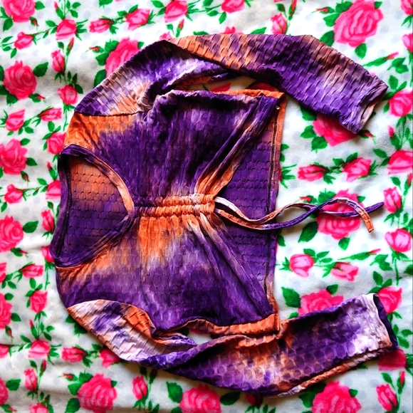 Dolls Kill Tops - Tie-dye cinch long sleeve crop top